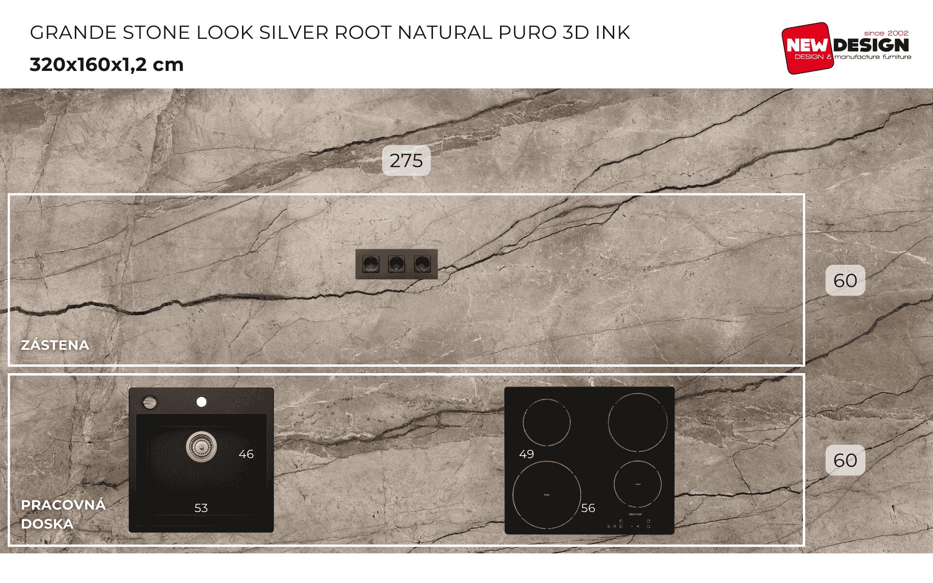 GRANDE STONE LOOK SILVER ROOT NATURAL PURO 3D INK 12 mm