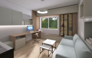 Multifunkčný interiér pre prácu a relax